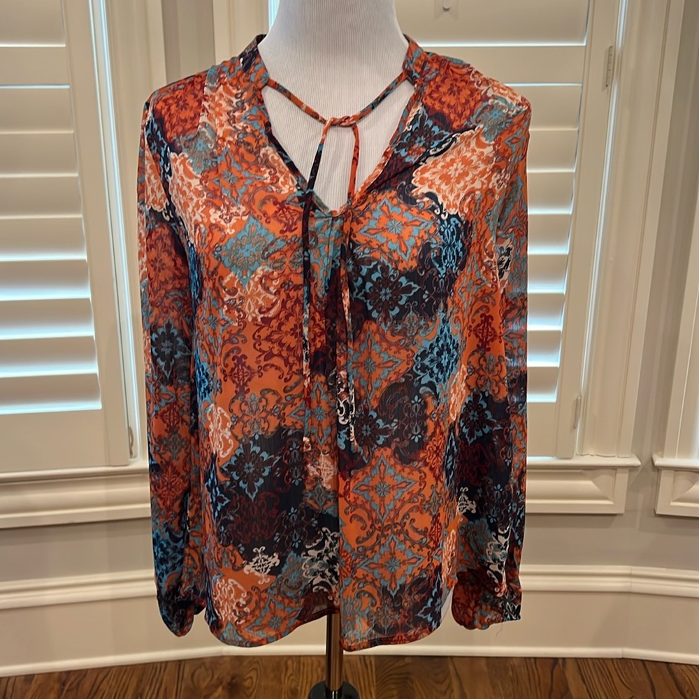 Abbeline cutout gauzy blouse